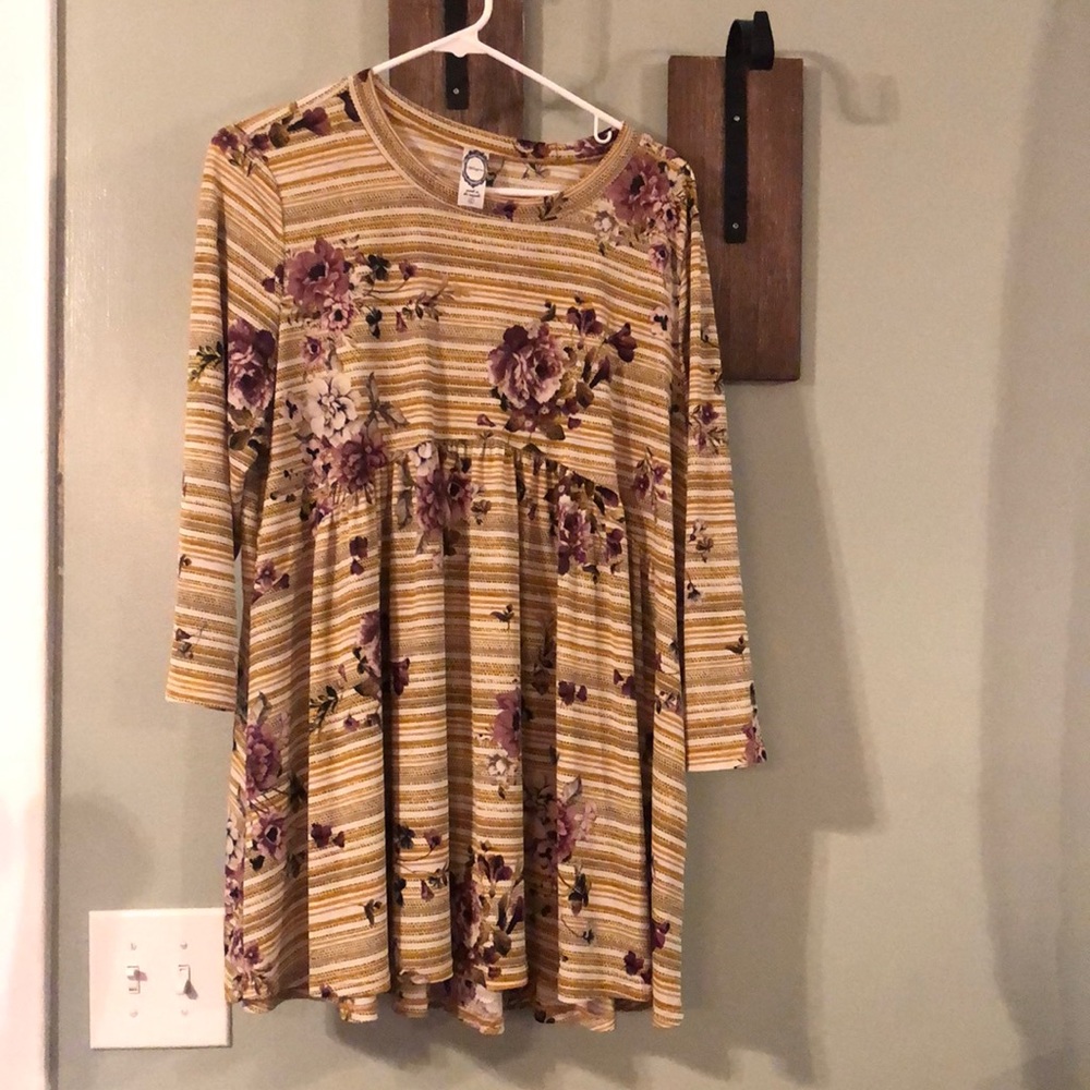LARGE HONEYME TOP-olive and purple